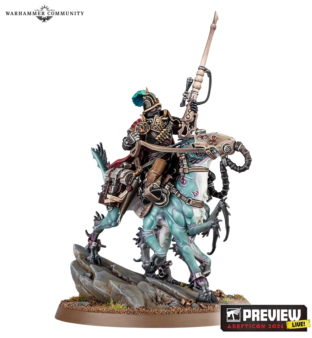 Inquisitor Kroyle mounted on his six-legged Garralisk