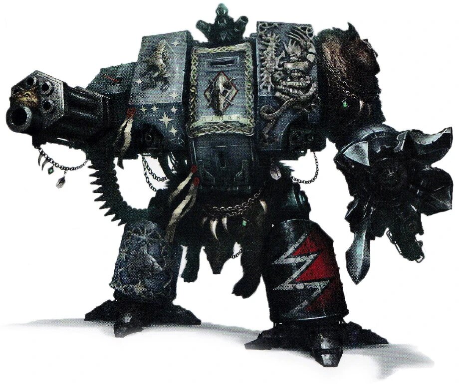 The Bjorn the Fell-Handed Dreadnought model, sarcophagus marked with his name in runes