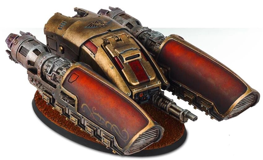 The old Forge World resin Pallas Grav-attack in weathered bronze and red