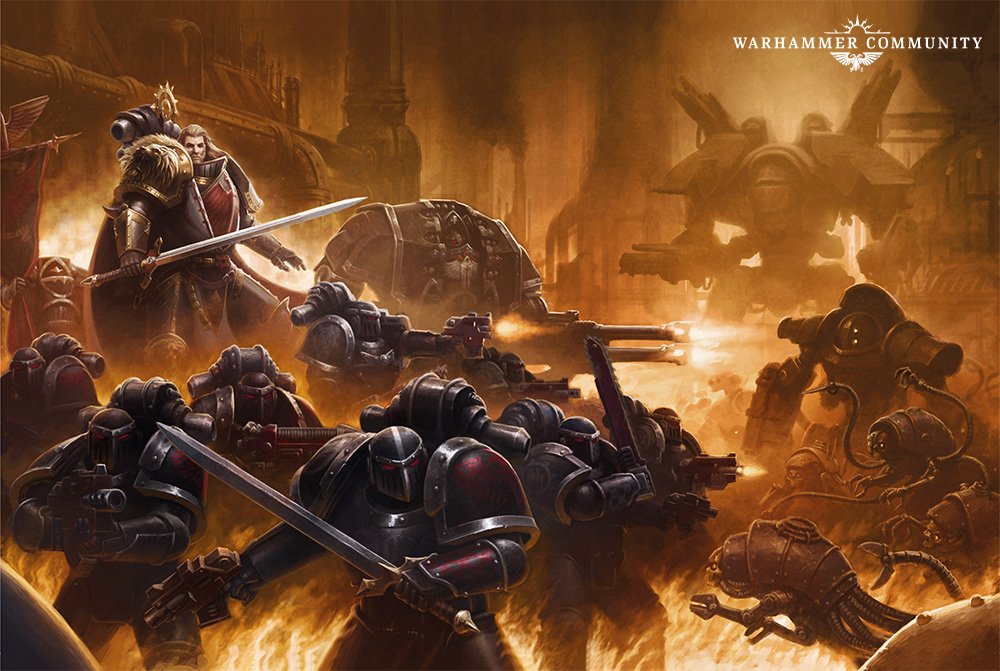 Lion El'Jonson leading Dark Angels in battle