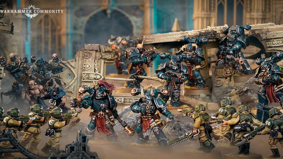 Heretic Astartes of the Chaos Space Marines codex in combat with Imperial Guard