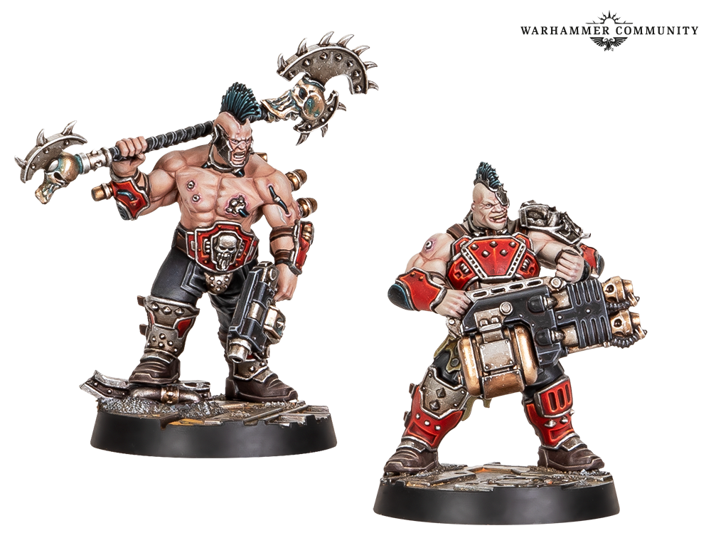 A Goliath Forge Tyrant wielding the double-headed renderizer chain axe