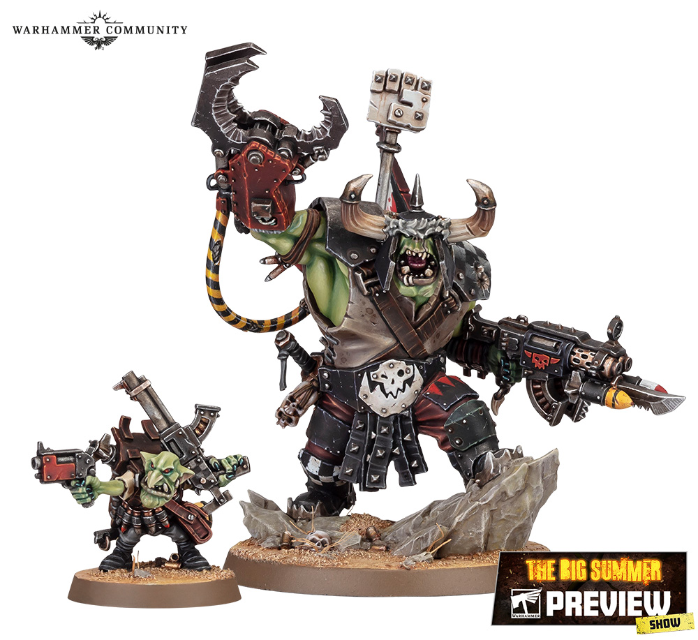 The new multipart plastic Ork Warboss model with its Grot attendant, revealed at the Big Summer Preview