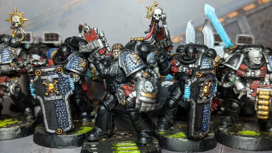 Deathwatch kill-team converted from old metal and Inquisitor-era plastic veterans