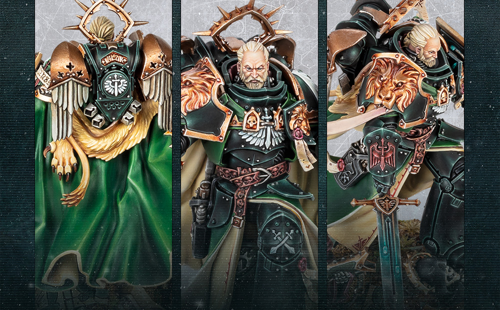The Lion El'Jonson model in painted armour with sword and lion-pelt cloak