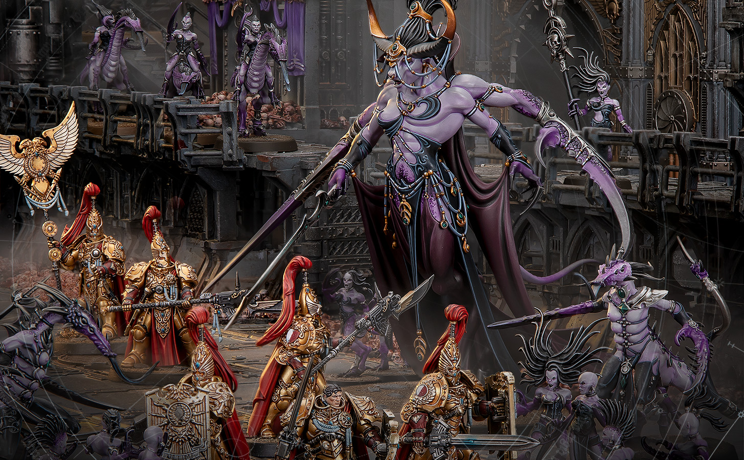 Slaaneshi daemons attack Custodians in the Assault on Kol feature