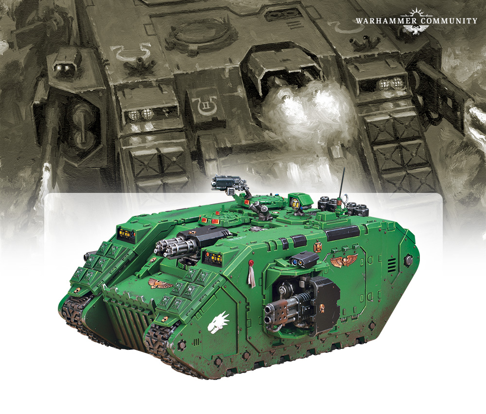 Salamanders Land Raider Crusader in green chapter colours