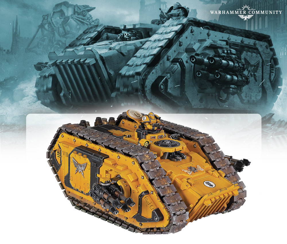 Imperial Fists Spartan Assault Tank in yellow chapter colours